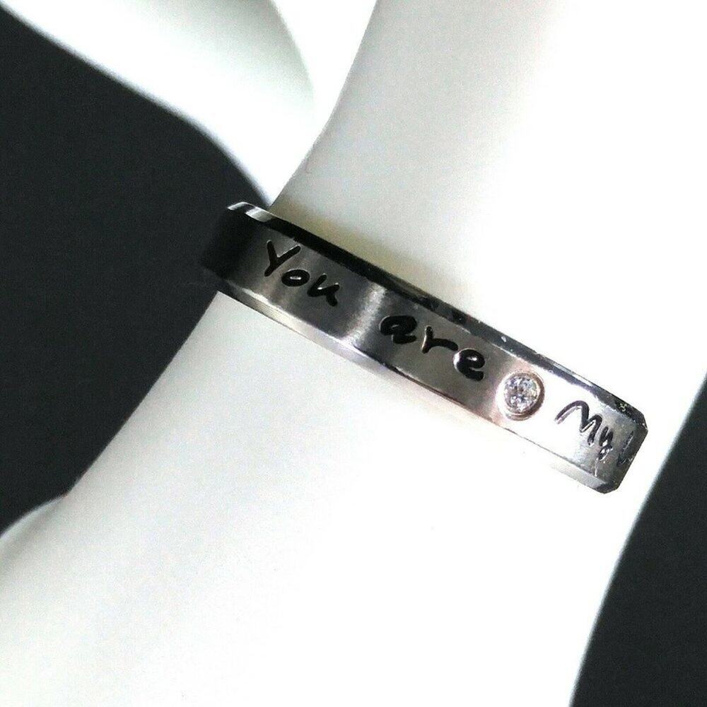 "You are my Love" CZ Stainless Steel Ring Wedding Anniversary Promise US Size 8